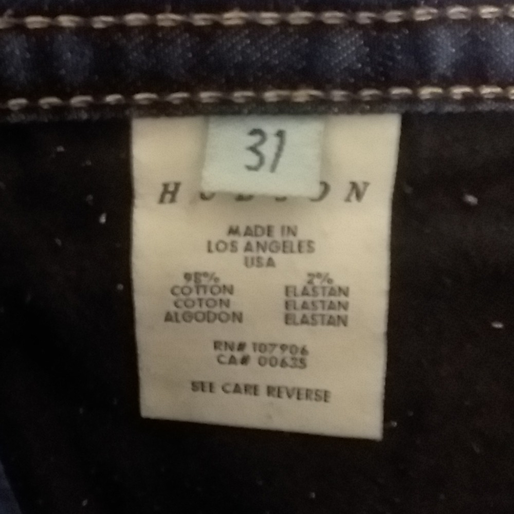 Hudson Jeans Low Rise Bootcut Triangle Flap Pocket Dark Blue Wash Size31 USA Y2K - Picture 8 of 15